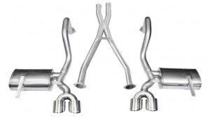 Chevrolet Corvette Performance Exhaust - Dual Rear Exit - CORSA Performance - Xtreme Cat-Back + XO with Twin 4.0in. Polished Pro-Series Tips - Polished - `97-`04